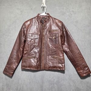 Superior New York  Leather Jacket Brown  XL, Y2k Made USA , Soft Supple Leather